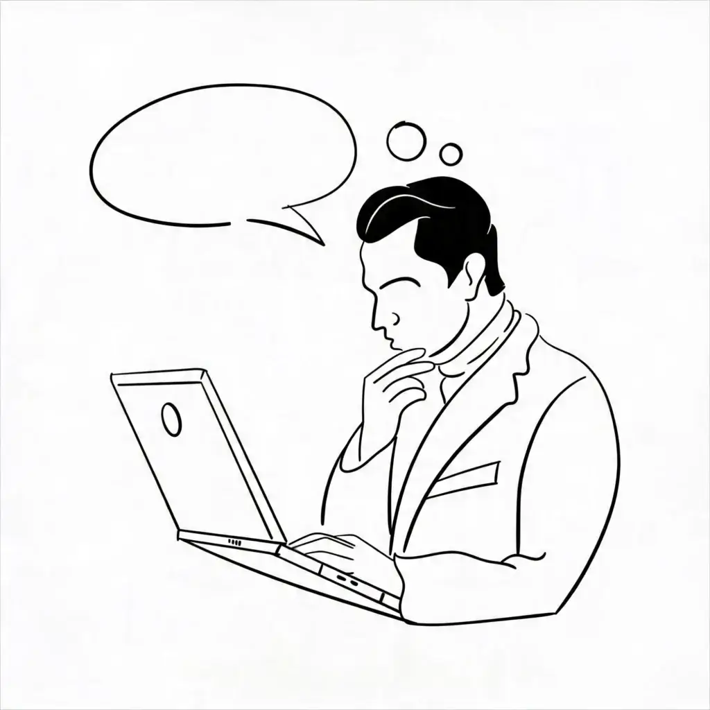 Un homme face à l'écran de son ordinateur se gratte le menton. Cet homme est un dirigent qui avance principalement au ressenti, avec peu d’indicateurs clairs pour décider.